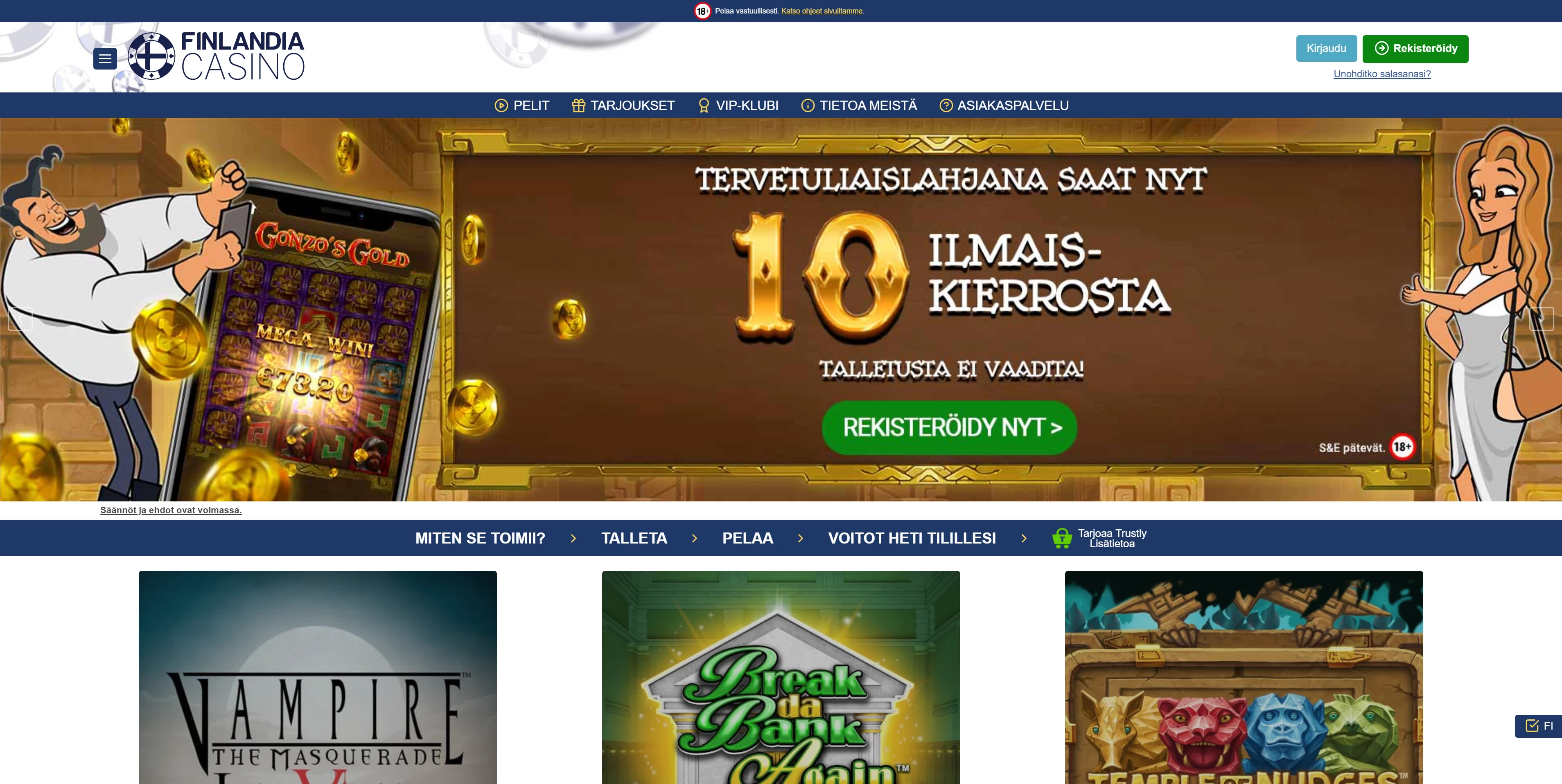 Finlandia Casino - 400€ bonus + 30 FS - Uhkapeluri