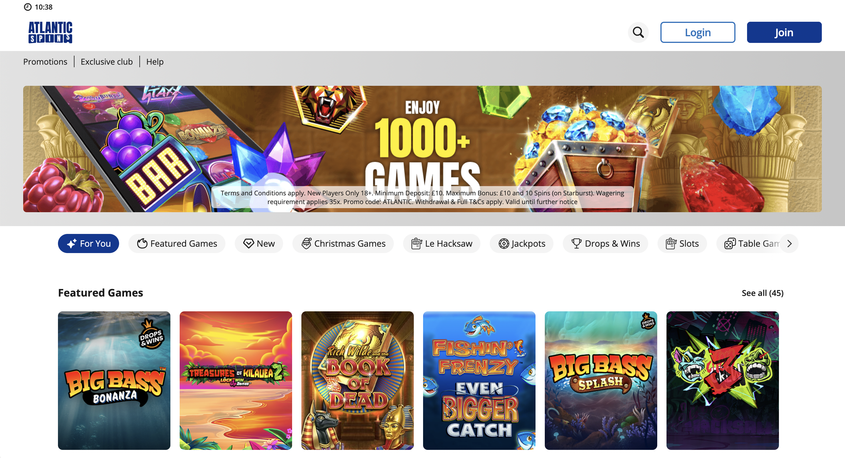 Atlantic Spins kotisivu