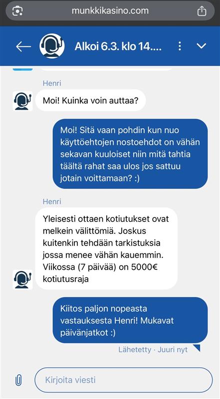 Munkkikasino asiakaspalvelu